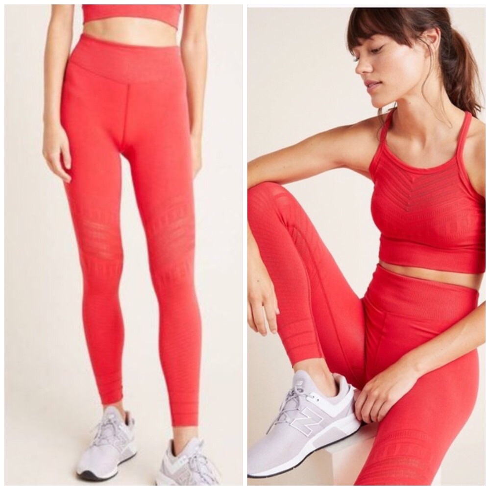 FREE PEOPLE GONE ADRIFT LEGGINGS IN STRAWBERRY - Picture 2 of 10